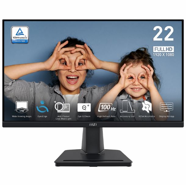 msi|monitor|100hz|1ms|hdmi|vga|max5|monitor 22" msi pro mp225v va fhd 100hz 1ms hdmi vga