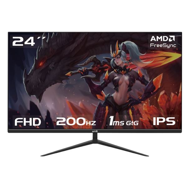 MONITOR GAMER 24" RAPTOR HAWK EYE FRAMELESS IPS 200HZ 1MS FHD HDMI DP
