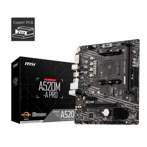 msi|mother|hardware|A520|amd|am4|max5|mother msi a520m-a pro ddr4 am4