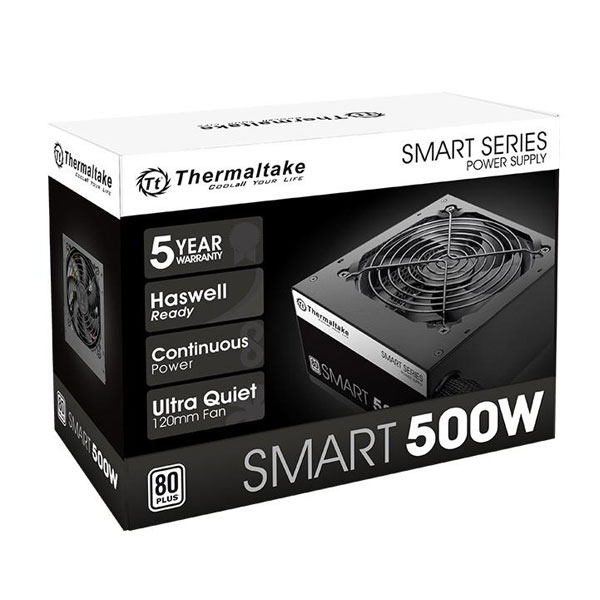 fuente|thermaltake|hardware|max5|fuente 500w thermaltake smart 80 plus white