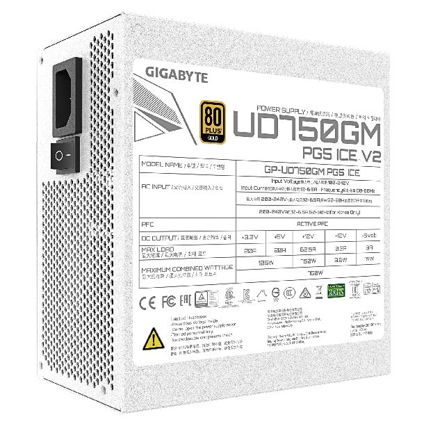 FUENTE 750W GIGABYTE GP-UD750GM PG5 V2 ICE 80 PLUS GOLD FULL MODULAR