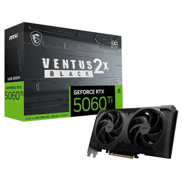 PLACA DE VIDEO GeForce RTX 5060 TI 16GB MSI VENTUS 2X OC BLACK PLUS