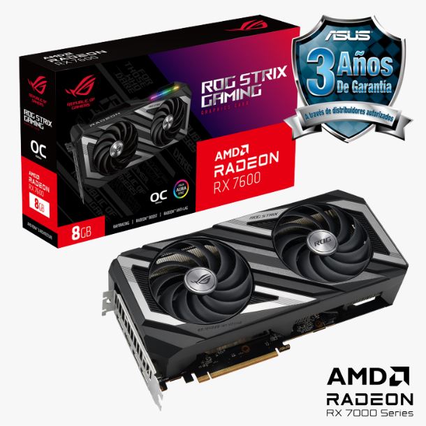 PLACA DE VIDEO RADEON RX 7600 8GB ASUS ROG STRIX OC EDITION