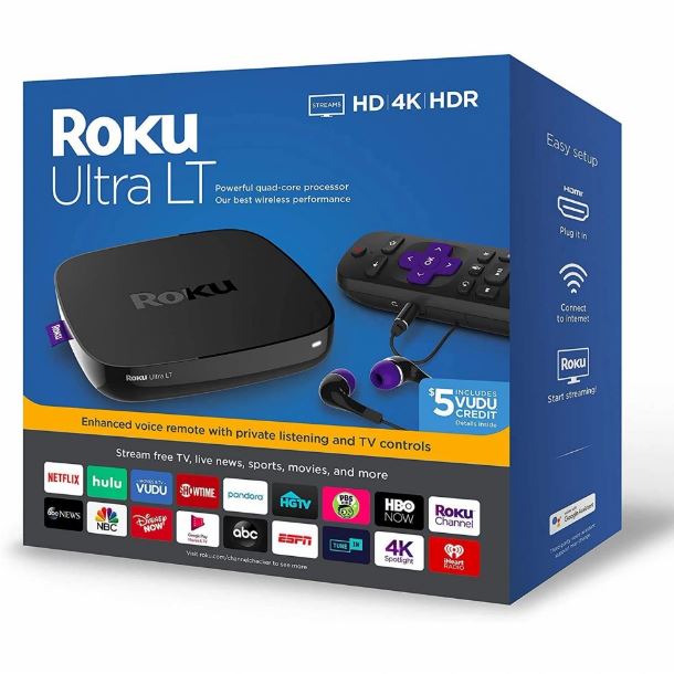 auriculares|perifericos|max5|tv streaming roku ultra lt (4k/hdr/hd) remoto x voz auriculares s/trafo
