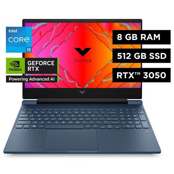 i5|hp|notebook|hardware|nvidia|3050|rtx|12450h|geforce|max5|notebook gamer hp 15.6" victus 15-fa0021la i5-12450h 8gb 512gb geforce rtx 3050 fhd 144hz w11h