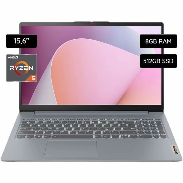 NOTEBOOK LENOVO 15.6" IDEAPAD SLIM 3 15AMN8 RYZEN 5 7520U 8GB 512GB FHD W11H R5 GRIS