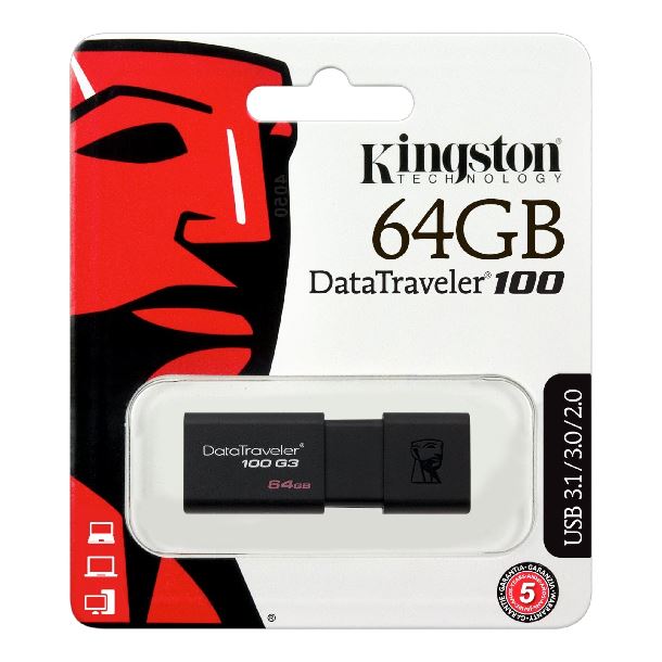 kingston|pen drive|64gb|almacenamiento|max5|pen drive 64gb kingston dt100g3