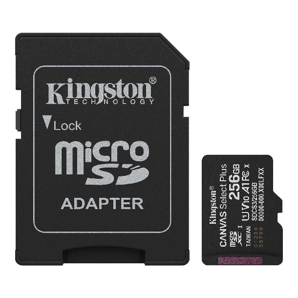 kingston|hardware|almacenamiento|memoria|microsd|max5|memoria microsd 256gb kingston clase 10 canvas select plus g3