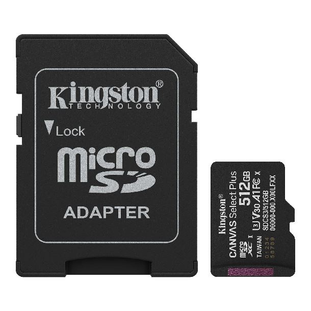 kingston|hardware|almacenamiento|memoria|microsd|max5|memoria microsd 512gb kingston clase 10 canvas select plus g3
