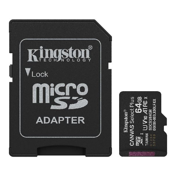 kingston|hardware|almacenamiento|memoria|microsd|max5|memoria microsd 64gb kingston clase 10 canvas select plus g3
