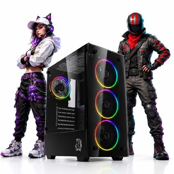 PC GAMER AMD RYZEN 5 5500+A520+16GB+1TB M.2 NVME+VIDEO INTEL B570 10GB+GABINETE RAPTOR SENTINEL 4FAN