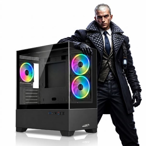 PC GAMER AMD RYZEN 5 8400F+A620+16GB+1TB M.2 NVME+RTX 5050+GABINETE SENTEY H30 3FAN+FUENTE BRONZE