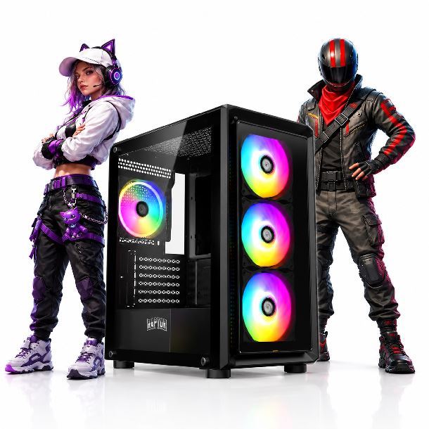 PC GAMER AMD RYZEN 5 8400F+A620+16GB+1TB M.2 NVME+RTX 5070 12GB+GABINETE RAPTOR INFINITY GLASS+750W