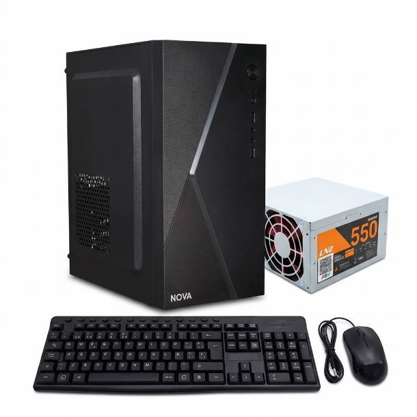 GABINETE KIT NOVA + FUENTE 500W LNZ + TECLADO Y MOUSE USB