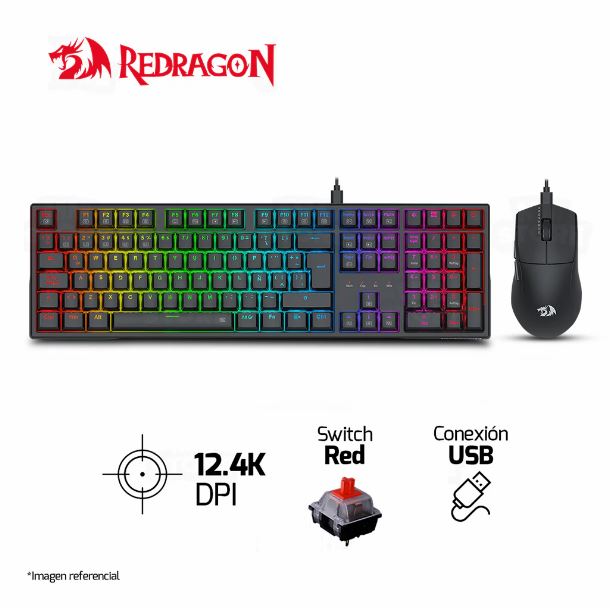 COMBO REDRAGON S146 TECLADO TRUNDLE K668 + MOUSE K1NG M724