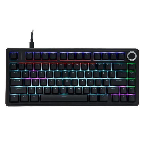 Teclado mecanico aula F75 wired black 75% rainbow RGB switch blue ingles