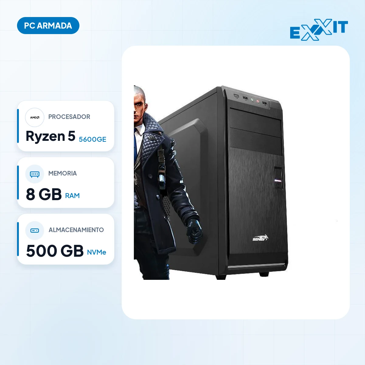 PC ARMADA AMD RYZEN 5 5600GE+A520+8GB+500GB M.2 NVME+GABINETE KIT: características