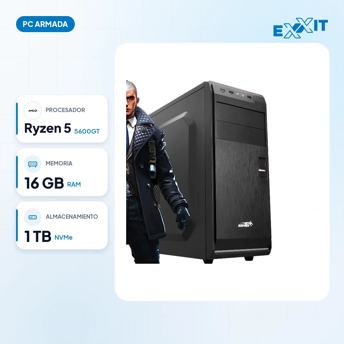 PC armada AMD Ryzen 5 5600GT+B550+16GB+1TB M.2 nvme+gabinete kit