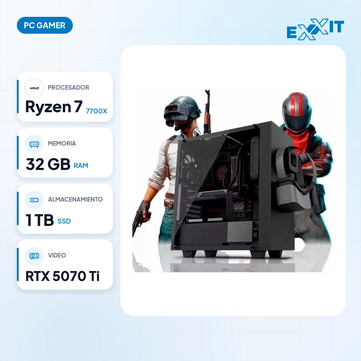 Pc gamer amd ryzen 7 7700x+b650+32gb+1tb+rtx 5070 ti: características