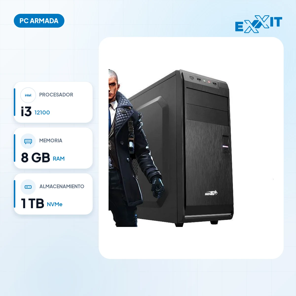 PC ARMADA INTEL I3 12100+H610+8GB+1TB NVME+KIT: características