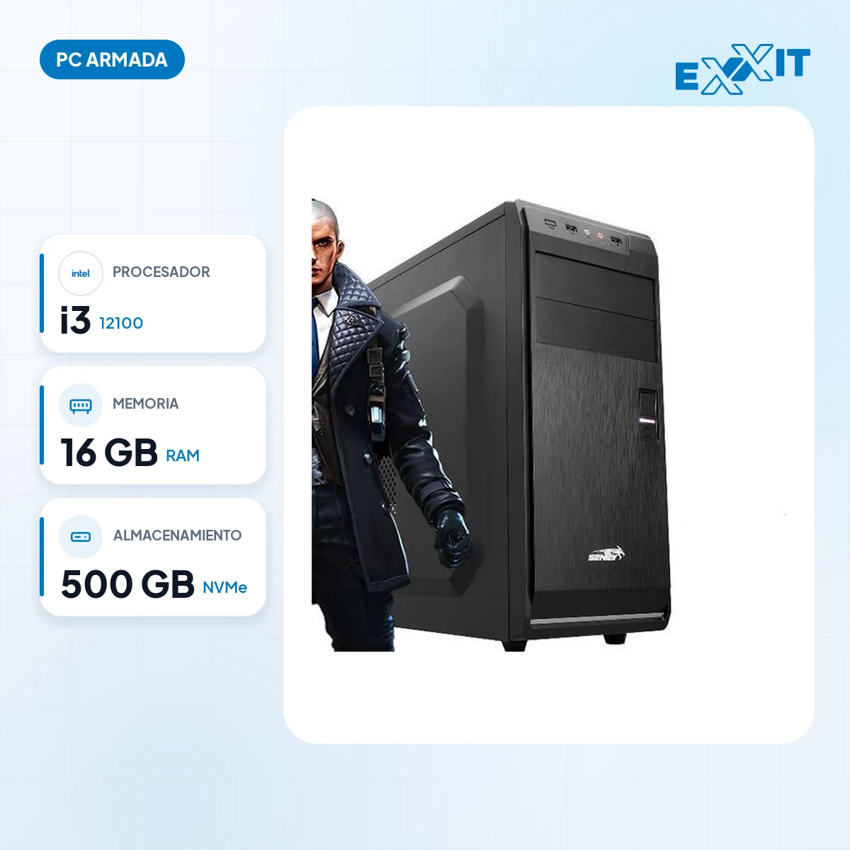 PC ARMADA INTEL I3 12100+H610+16GB+500GB M.2 NVME+KIT: características