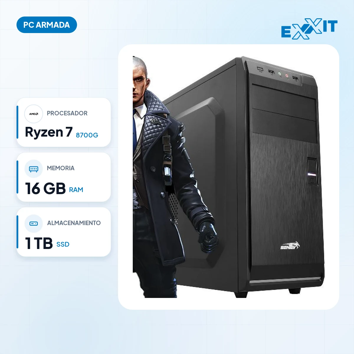 PC AMD Ryzen 7 8700G+A620+16GB+1TB+GAB 6X arg