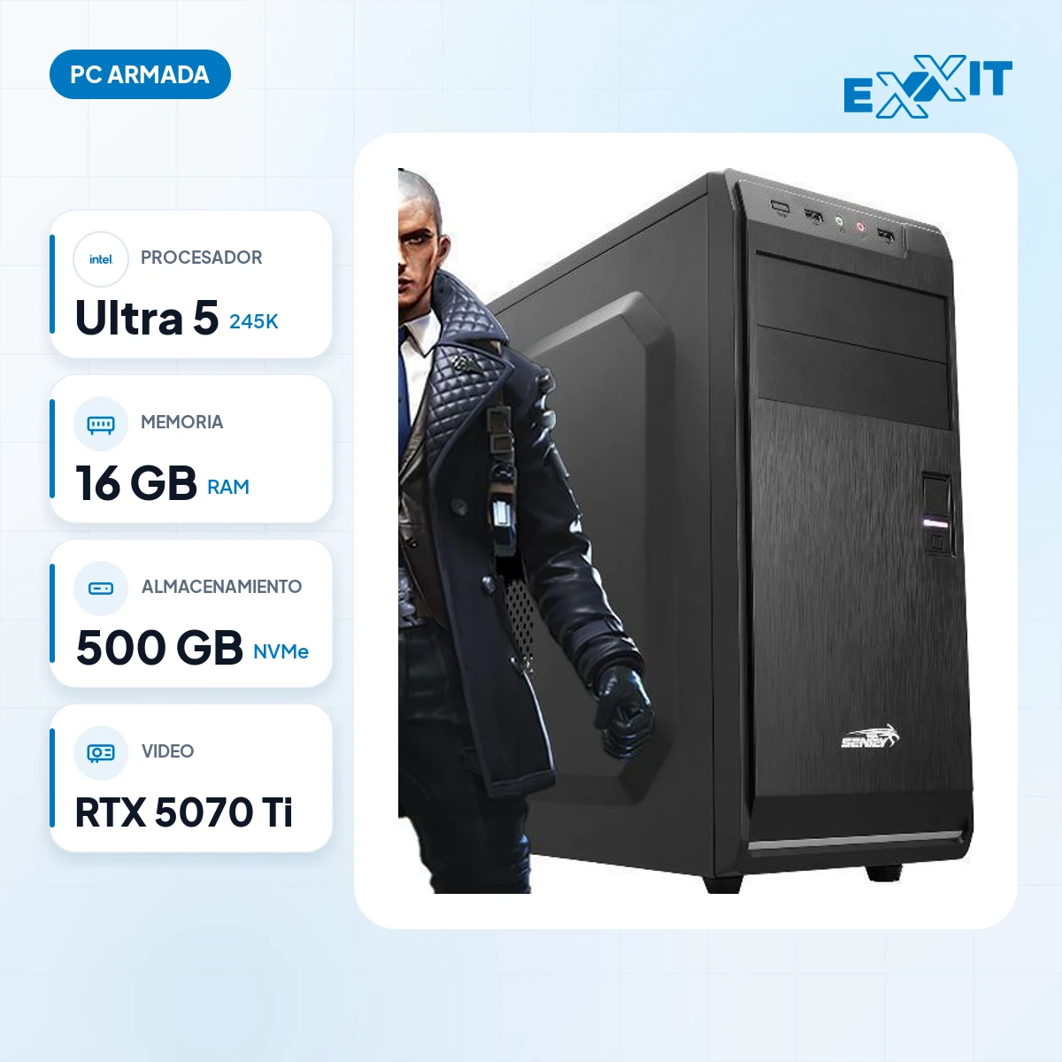 PC INTEL ULTRA 5 245K+B860+16GB+500GB M.2 NVME+RTX 5070 TI: características