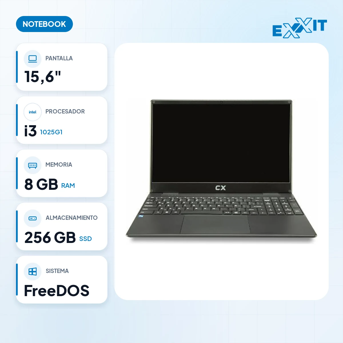 NOTEBOOK CX 15.6" I3-1025G1 8GB 256GB FREE: características
